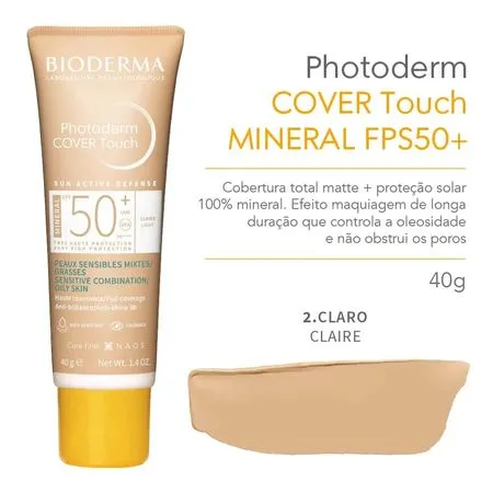 Protetor Solar Facial Bioderma Photoderm Cover Touch FPS 50+ – Claro - Imagem 3