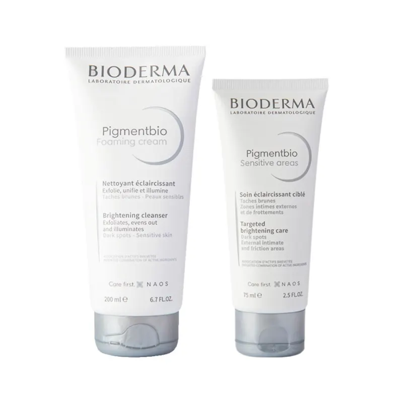 Kit Bioderma Pigmentbio – Sabonete Líquido e Creme Clareador Corporal Sensitive Areas 75ml