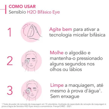 Água Micelar Bifásica para Olhos e Lábios Bioderma Sensibio H2O Eye – 125ml - Imagem 2