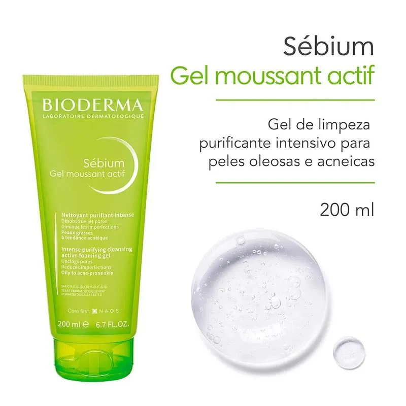 Bioderma Sébium Actif Kit com 2 Unidades – Gel de Limpeza Antioleosidade – 200ml – Kit - Imagem 4
